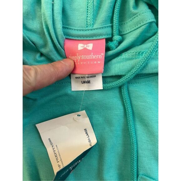 Simply southern long sleeved thin hoodie t shirt green elephant large NEW rn#147 - Picture 6 of 10